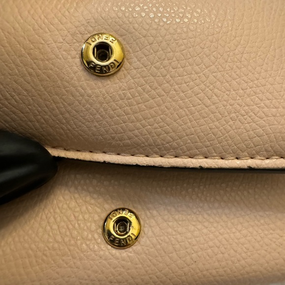 Fendi COA O'Lock Wallet Micro Trifold Rose Pink Tortora Gray Calf Leather - Picture 12 of 16